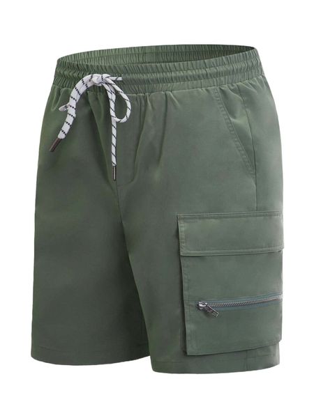 

men drawstring waist flap pocket cargo shorts a1oi#, White;black