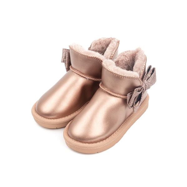 

boots korean style kawaii children' snow winter boys and girls cute fashion solid warm shoes kids with bow, Black;grey