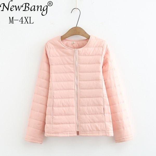 

bang 4xl plus size lightweight cotton jacket women winter warm collarless coat with zipper female slim jackets 201027, Black