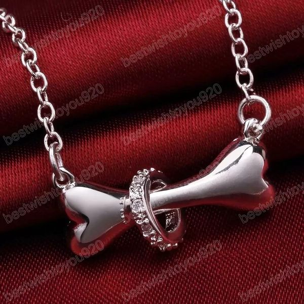 

beautiful crystal dog bones pendant 925 silver necklace for woman noble fashion party wedding jewelry holiday gifts