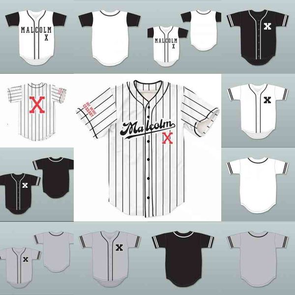 

malcolm x baseball jerseys blm baseball jerseys white grey black custom fashion