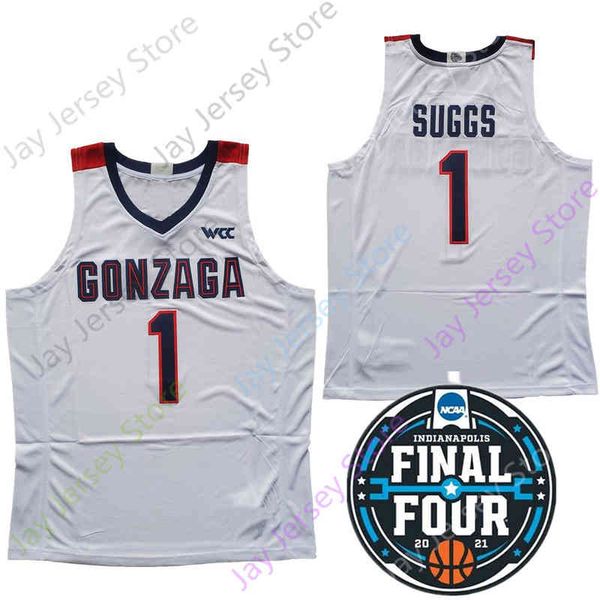 

2021 finals four ncaa college basketball jersey gonzaga 1 jalen suggs 2 drew timme corey kispert size s-3xl, Black