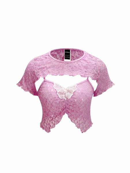 

butterfly appliques cut out lettuce trim lace g9ml#, White