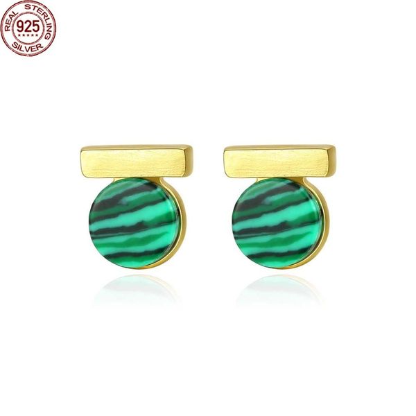 

new brush solid 925 sterling silver post dainty mini bar stud earrings for women fine jewelry round turquoise brincos se0379 for girls, Golden;silver