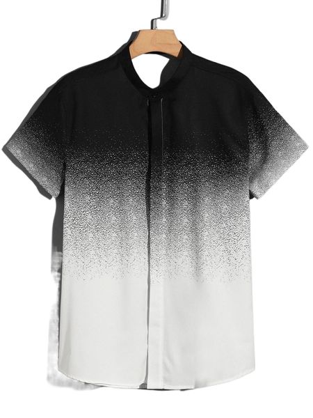 

men mock neck ombre shirt 482y#, White;black