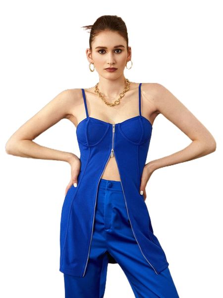 

solid zip fly cami n1lu#, White
