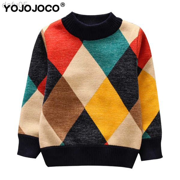 

boy sweater baby striped plaid sweater knitted children's clothing autumn and winter thickening plus velvet warm boy sweater l220803, Blue
