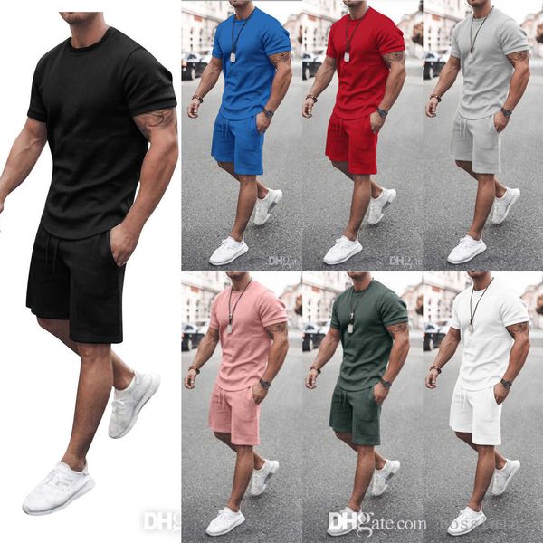 

summer mens shorts tracksuits designer short sleeves leisure suit pullover with casual jogger pants set plus size sportsuit -5xl, Gray