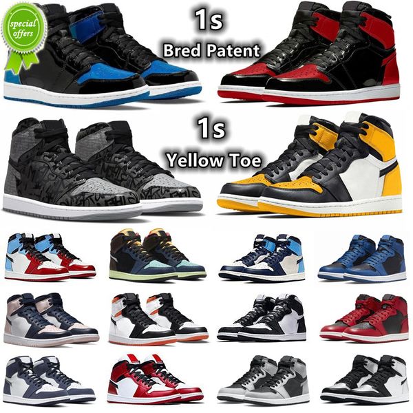 

2022 1 1s mens basketball shoes sneakers yellow toe rebellionaire bred patent dark mocha marina blue bubble gum obsidian shadow twist men wo, Black