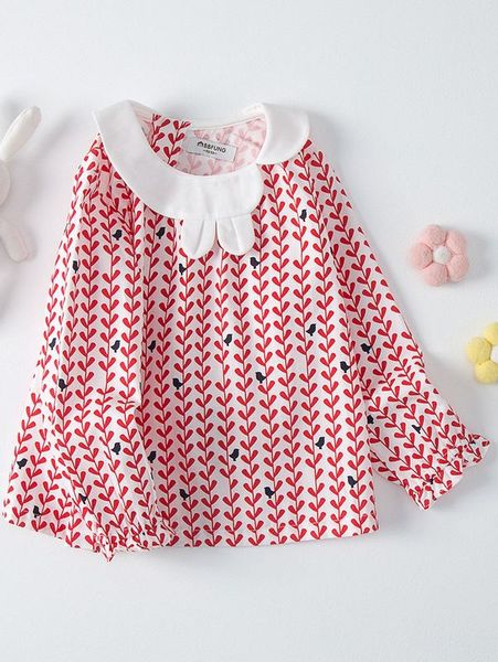 

yingzifang toddler girls plants print peter pan collar she, White;black