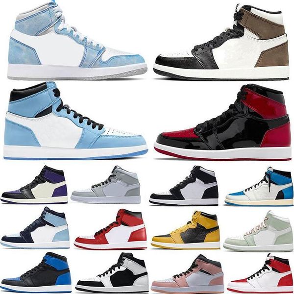 

with box men 1 basketball shoes women 1s og patent panda university blue dark mocha bred shadow unc twist smoke grey mens women sneakers tra