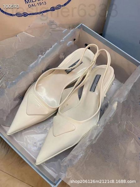 

slippers designer high version p's triangular standard baotou sandals cat heel fairy air pointed high heels lmlz, Black