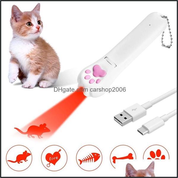 Diğer Kedi Malzemeleri Pet Home Garden 4 Türleri USB LED Lazer-Kedisi Lazer Oyuncak Etkileşimli Parlak Animasyon MO DHNXB