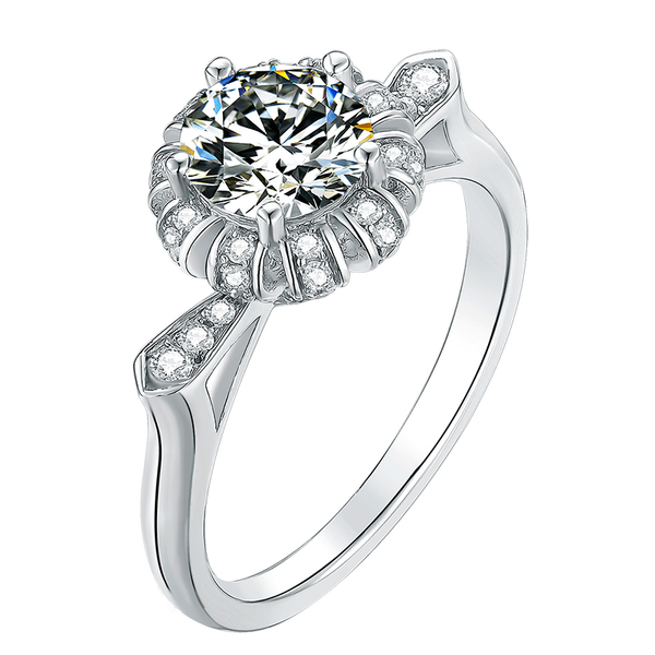 

cluster rings anu 1ct d color moissanite diamond 18k gold plated crowen queen wedding wholesale, Golden;silver