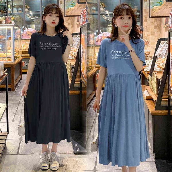 

summer modal wire pregnant women dress j220628, White