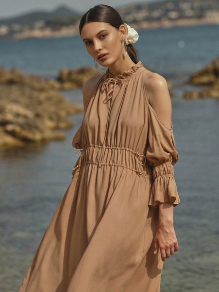 

gathered flowy midi dress s1k2#, Black;gray