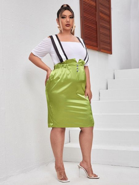 

x it's me plus striped strap asymmetrical waist dress without p2nd#, Black