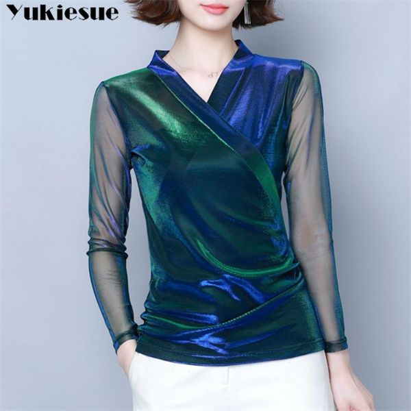 

see through women shirt blusas mujer de moda long sleeve v neck blouse women 3xl 4xl plus size women 210412, White