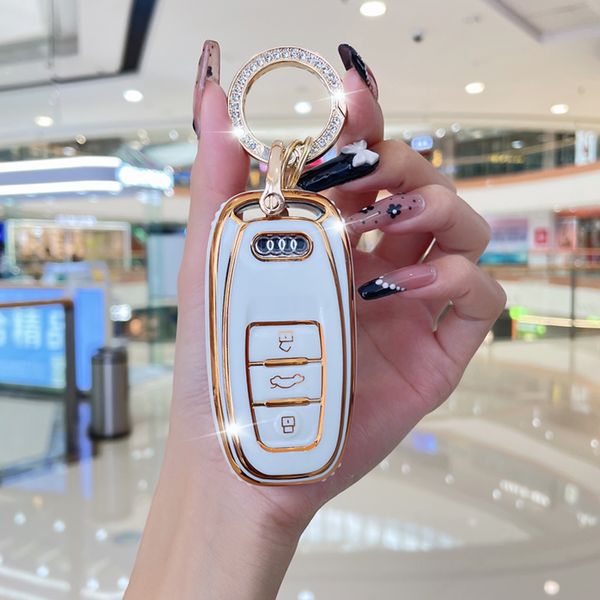 

suitable for audi car key case q3 q5 q7 a1 a3 a4 a5 a6 a7 a8 s4 s5 s6 s7 s8 r8 smart key storage bag ring buckle simple cute female