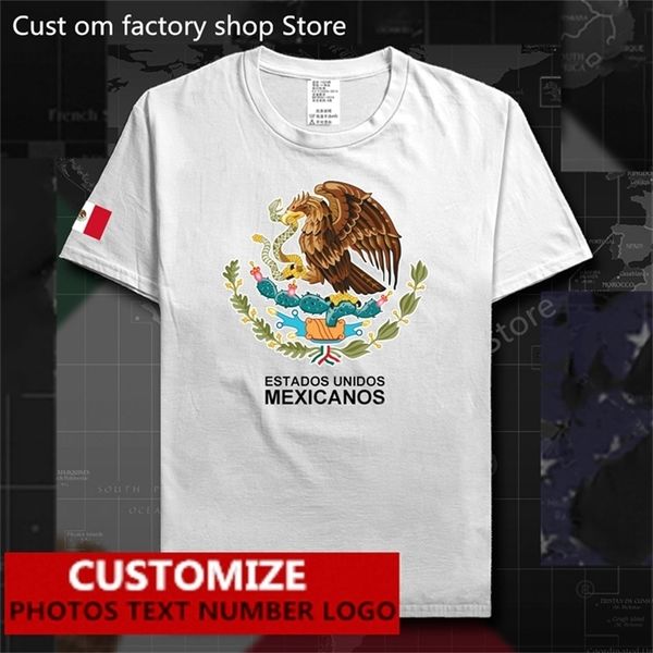 Meksika Meksika Bayrak Tişört Ücretsiz Özel Jersey DIY adı 100 pamuk tişörtleri erkekler kadınlar gevşek gündelik tişört 220620
