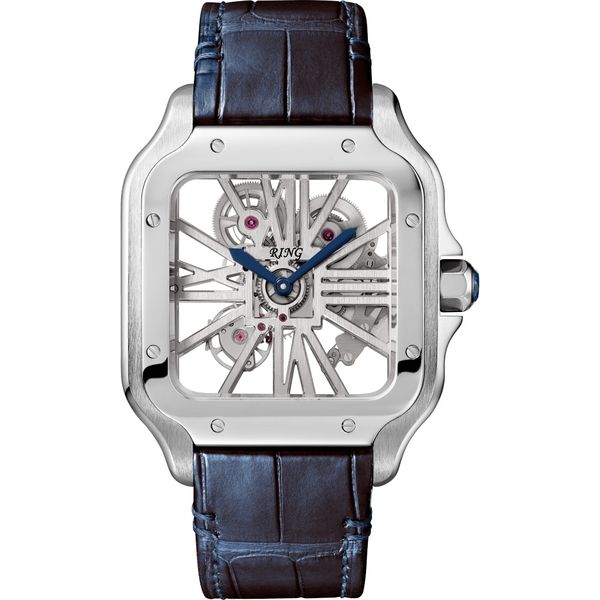 

fashion hollow out men's quartz watch fashion business design sapphire crystal glass stainless steel, Slivery;brown
