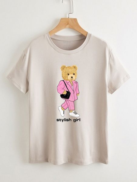 

letter & bear print tee b3ak#, White