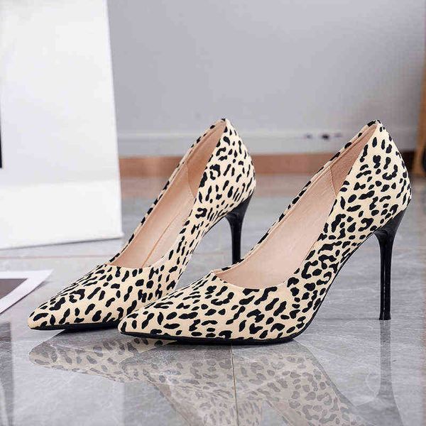 Wildleder Leopardenmuster Pumps High Heel Schuhe Damen Stiletto Heels spitze Zehen Party Damen Kleid Schuhe G220520