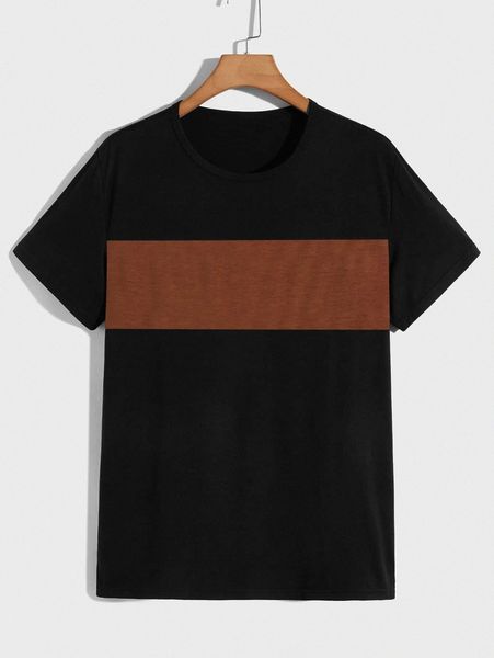 

men contrast panel tee g3er#, White;black