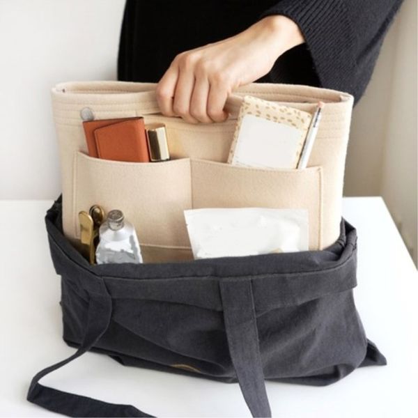 

felt insert storage bag multi pocket travel cosmetic toiletry bags liner bags for tote & handbag women's makeup organizer 220526