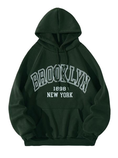 

letter graphic drawstring hoodie r9w5#, Black