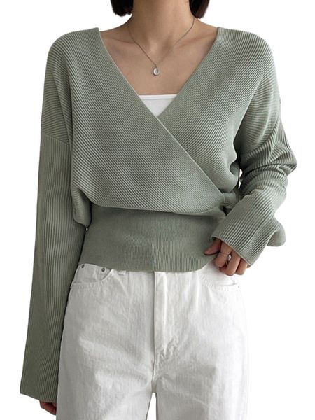 

dazy surplice neck drop shoulder sweater y0td#, White;black