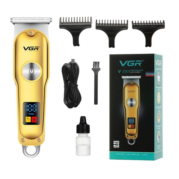 VGR Brand Professional Hair Clipper Man LCD Оригинальная машина T9 All Metal v 290 Trimmer Beard Haircut Hairresser Check Personal 220712