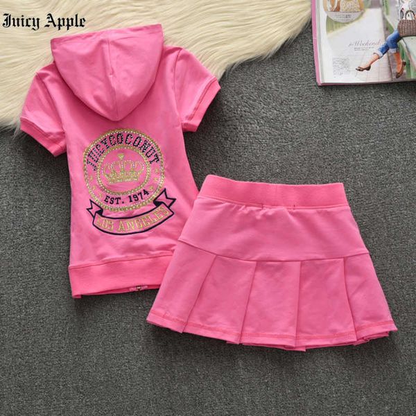 

juicy apple summer women skirt suits embroidery short sleeve drawstring skirt set casual lady two piece sets streetwear, White