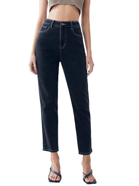 

motf premium cotton mom fit jeans f0t6#, Blue