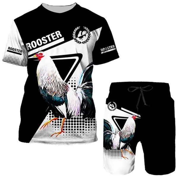 

cool pheasant king rooster men s t shirt shorts suit fashion 3d printed cock tracksuit set summer male casual short sleeved 220718, Gray