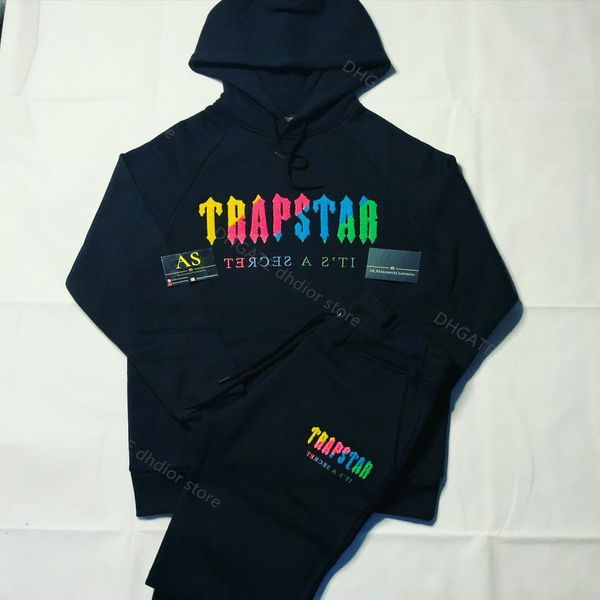 

trapstar hoodie london sportswear men's hoodie luxury designer 1-to-1 embroidered pullover and women's couple jacket, Black