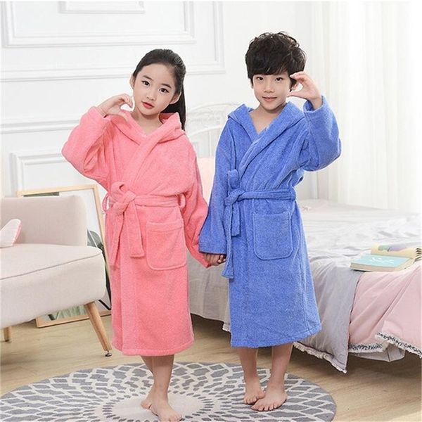 

38 design cotton kids hooded bathrobe girl sleepwear robe boy cotton terry bath robe baby pajamas towel robe children's bathrobe lj2012, Blue;red