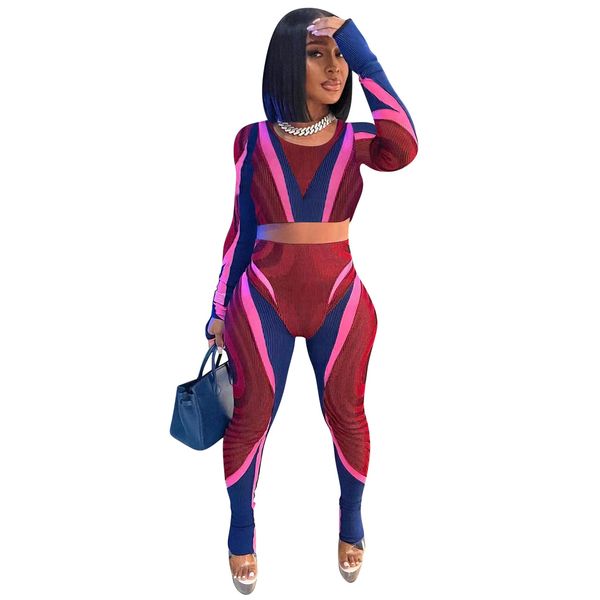 

women's two piece pants casual print waist exposed two-piece suit, White