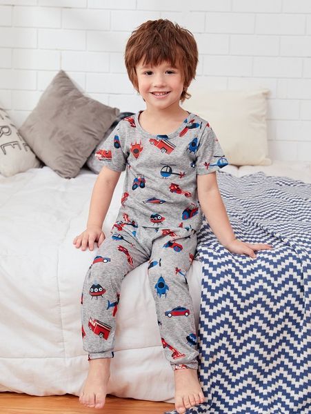 

toddler boys all over car print pj set she, Blue;red
