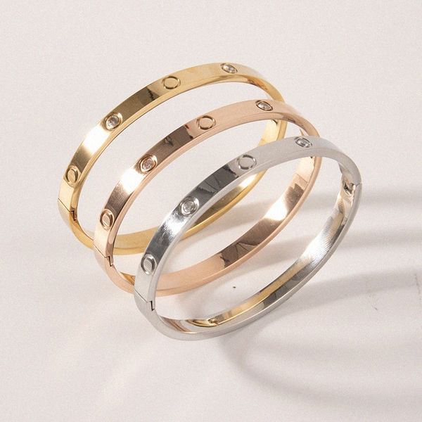 

designer bracelets luxury jewelry women bangle classic 5.0 screw titanium steel alloy gold-plated craft colors gold/silver/rose never fa x9a, Black