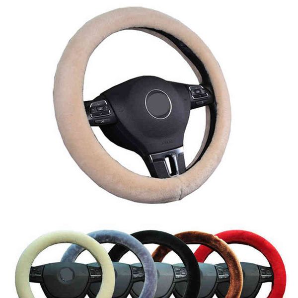 

1pc m 38cm winter warm short plush car steering wheel covers universal size warm fluffy steering wheel braid y220422