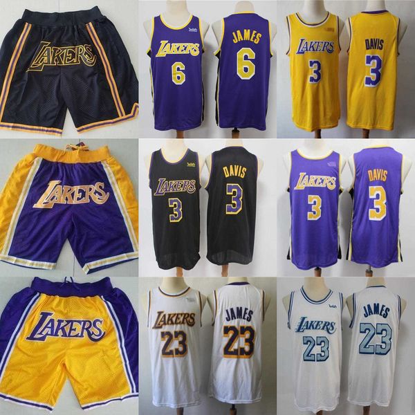 

los angeles''lakers''men jersey lebron 23 6 james anthony 3 davis basketball shorts basketball jerseys yellow, Black;red