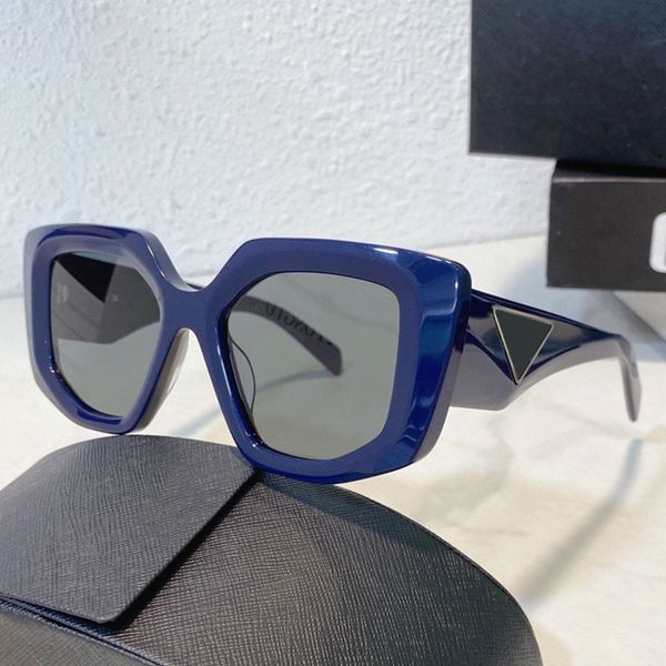 

new designer blue sunglasses opr 14zs men women fashion luxury thick frame rectangle design temple triangle graphic uv400 with box, White;black