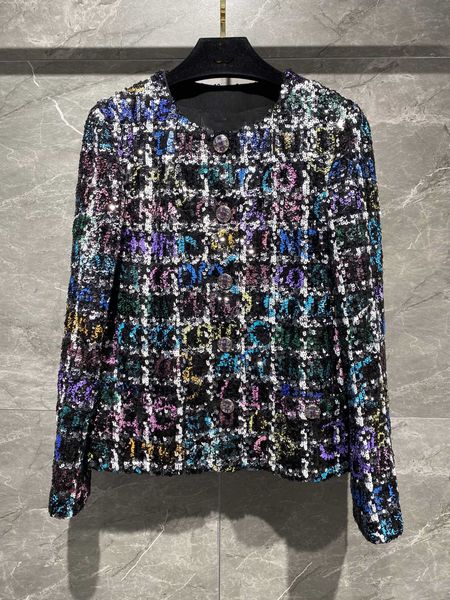 

2022 european fashion early autumn new color sequin coat, Black;brown