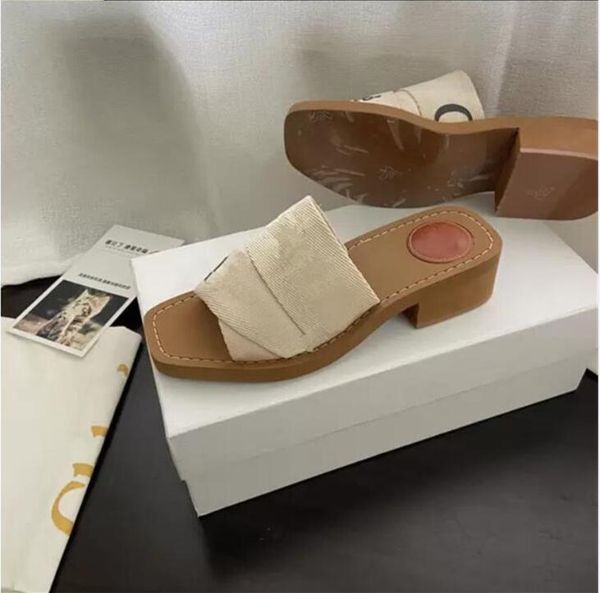 

women sandals woody mules brand slipper slide sandal deisgner lady lettering fabric outdoor leather sole slides flip flops, Black