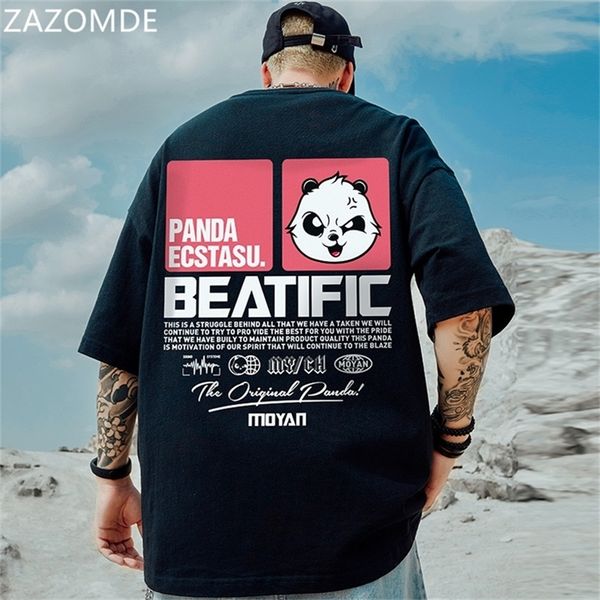 ZAZOMDE Panda Cartoni Animati Stampa Lettera maschile Stampa T Shirt Moda Semplicità T-shirt di alta qualità Cool Uomo Manica corta 220621