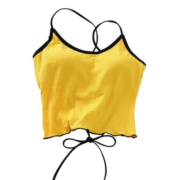 

2022 black women camis halter backless bandage crop womens lingerie underwear padded cotton summer, White