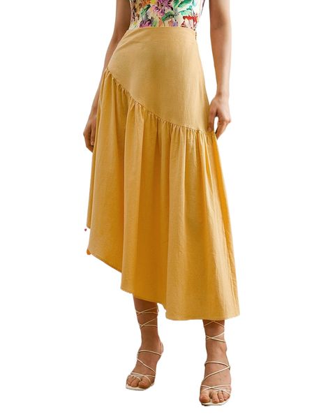 

ruffle asymmetrical hem skirt o1p8#, Black