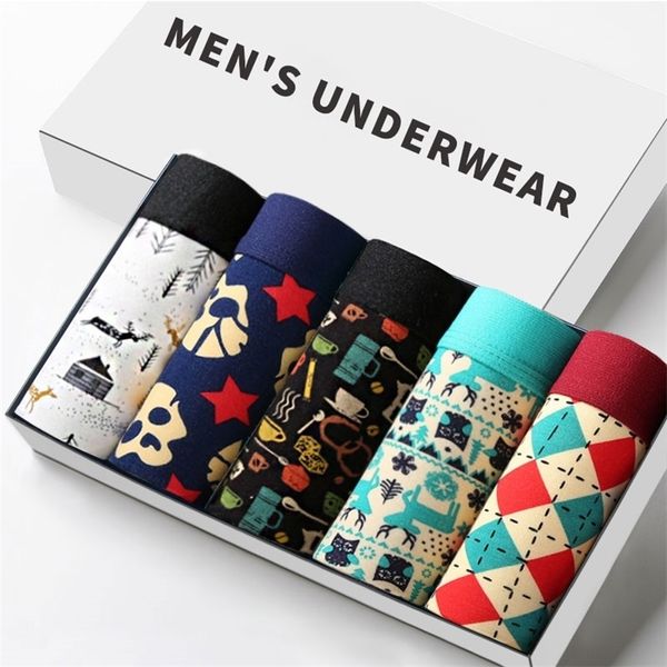 Homens Underwear Boxers Moda Impresso Homens Underpants Boxer Shorts Modal Masculino Calcinha Calcinha Bate Bainha Precisa Underpants vetement Home 220423