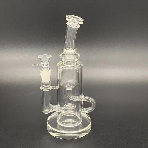 Bong per tubi da fumo di colore trasparente da 9 pollici con ciotola da 14,4 mm Perc in linea Bong per acqua robusti Bong in vetro di alta qualità